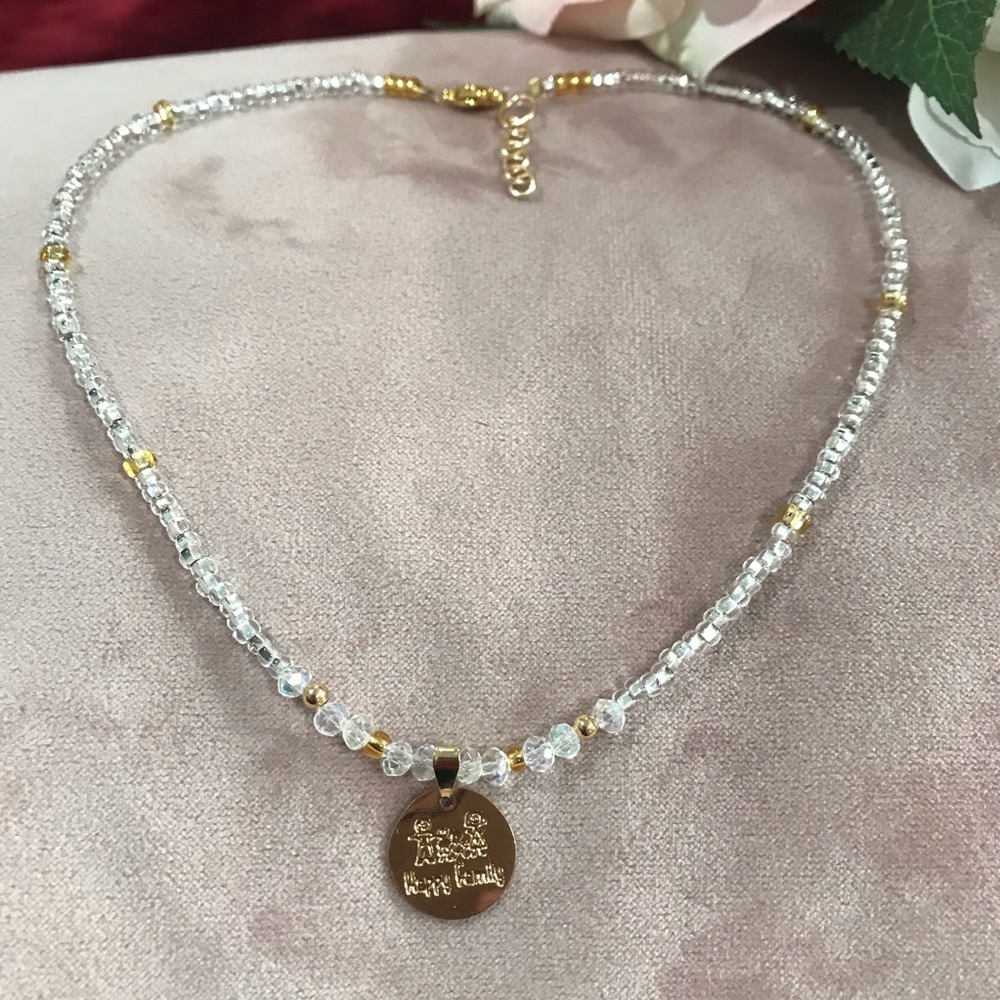 Handmade Clear/gold Choker Crystal Beads Necklace